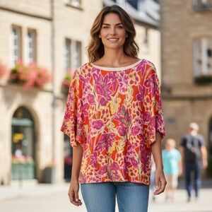Ralph Lauren Pink and Orange Floral Top
